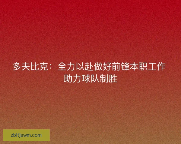 多夫比克：全力以赴做好前锋本职工作 助力球队制胜