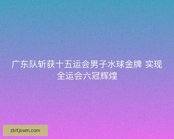 广东队斩获十五运会男子水球金牌 实现全运会六冠辉煌