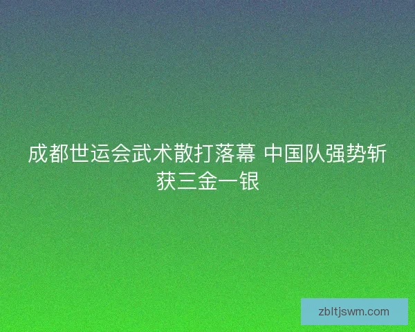 成都世运会武术散打落幕 中国队强势斩获三金一银